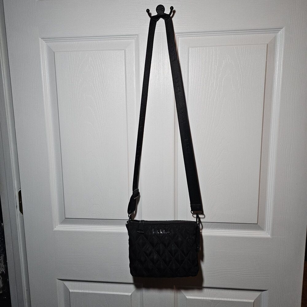 Nicole Miller Black Quilted Crossbody Lots Of Pockets - Picture 2 of 12